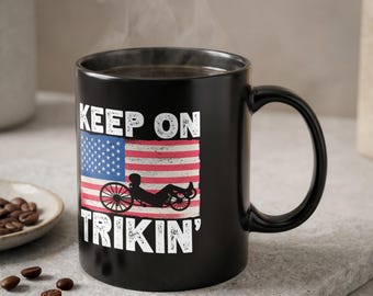 Recumbent Trike Mug 11oz, Three Wheel Bicycle Coffee Cup, Cycling Enthusiast Gift, Recumbent Rider Ceramic Mug, Trike Lover Drinkware