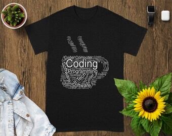 Coding Coffee Cup T-Shirt: Programmer Gift, Geeky Word Art