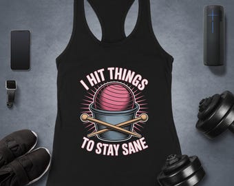 Camiseta sin mangas Cardio Drumming para mujer, estilo deportivo, con espalda cruzada, ideal para entrenar, hacer ejercicio, ir al gimnasio o bailar. Regalo perfecto.