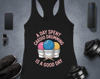 Cardio Drumming Tank Top Women Racerback Fitness Shirt Workout Exercise Gym Activewear Dance Apparel Gift