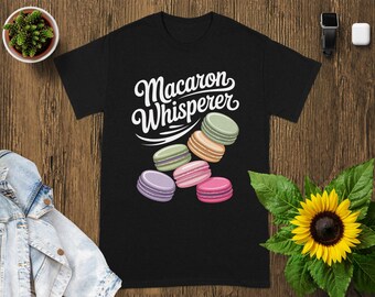 Macaron Whisperer T-Shirt, Colorful Dessert Graphic Tee