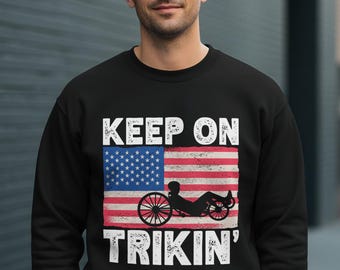 Recumbent Trike Sweatshirt, Three Wheel Bicycle Crewneck, Cycling Enthusiast Gift, Recumbent Rider Pullover, Cyclist Apparel