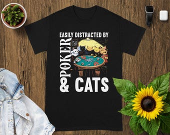 Camiseta divertida de Poker Cats: Camiseta gráfica de estilo vintage