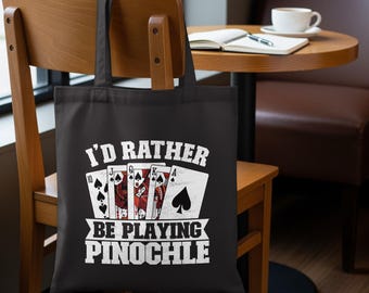 Pinochle Tote Bag Cotton Canvas Shopping Bag Playing Cards Carryall Reusable Gift for Card Game Lovers Players