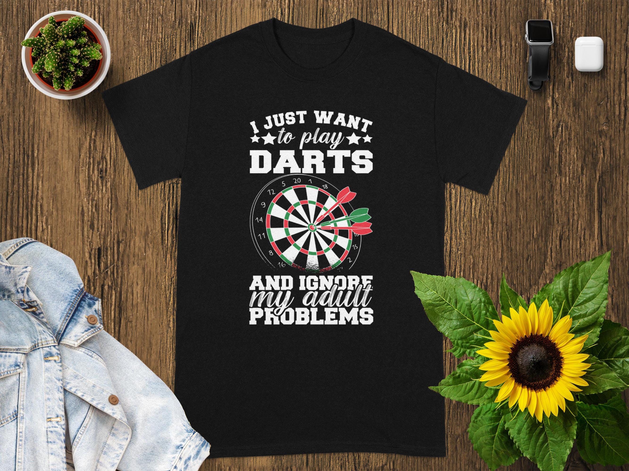 Funny Darts T-shirt: Adult Problems, Dartboard Graphic Hobby Tee