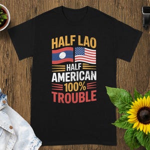 Laos USA Flag T-Shirt: Unisex American Laotian Pride Tee