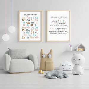 Icelandic Alphabet Poster and Alphabet song Rhyme Educational Nordic Language Wall Art Language Learning Decor Icelandic digital Poster art image 1