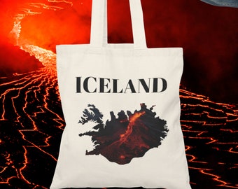 Iceland Eruption Tote Bag, Volcano Souvenir bag, Travel gift bag, Iceland gift for Nature lover, Iceland tote, Volcano Iceland memorabilia