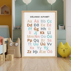 Icelandic Alphabet Poster and Alphabet song Rhyme Educational Nordic Language Wall Art Language Learning Decor Icelandic digital Poster art image 6