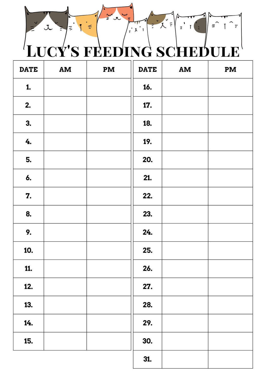 customized-cat-care-planner-cat-feeding-schedule-printable-feeding-chart-for-cats-customized-with-cat-name-nutrition-cat-care-planner-etsy
