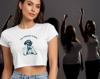 Y2K Baby Tee Vintage Inspired Crop Top | Retro Graphic Shirt | Vintage Illustration baby tee | Women's rights shirt | Graphic women's shirt.