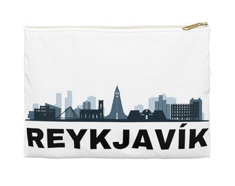 Reykjavik Skyline Accessory Travel Pouch, Stylish Organizer for Essentials, Compact travel bag, Iceland memorabilia, Reykjavik souvenir gift