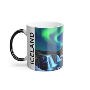 Northern Lights Color Changing Mug: Iceland Souvenir, Kirkjufell Mountain