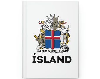 Cuaderno de diario de tapa dura con escudo de armas de Islandia, cuaderno de recuerdos de Islandia, diario de viaje islandés, regalo para recuerdo de viajero de Islandia