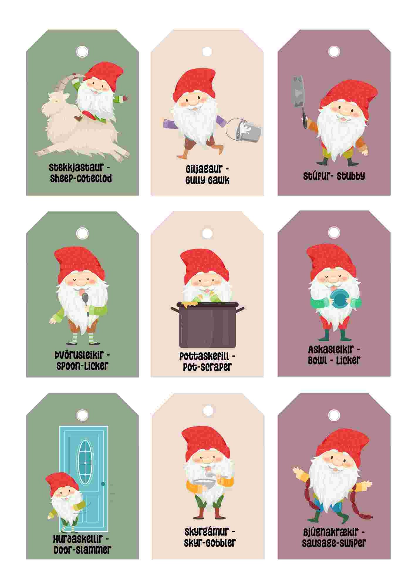 Printable Christmas Tags Pdf Yule Lads Yule Cat and Family - Etsy