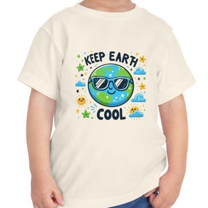 Keep Earth Cool Toddler Tee - Fun Kid&#39;s T-Shirt, Eco-Friendly Gift, Summer Wear, Birthday Present, Cute Graphic Tee, Earth day shirt