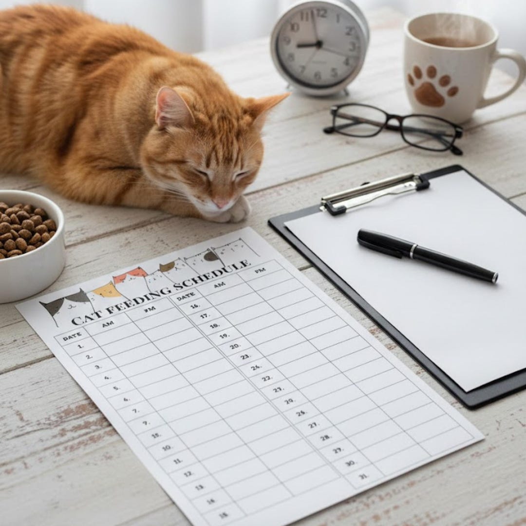 Custom Cat Feeding Schedule - Personalized Cat Care Planner, Printable ...
