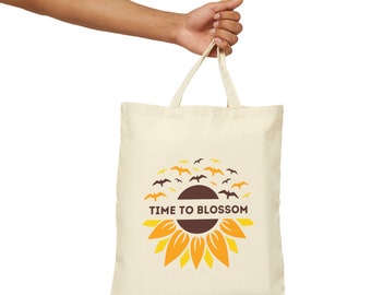 Sunflower & Birds tote Bag, Sunflower Cotton Canvas Tote Bag Summer tote, Floral bag, Time to Blossom tote bag, Sunshine spring tote bag