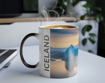 Iceland Color Morphing Jökulsárlón Mug Glacier Magic Heat Changing Mug Icelandic memorabilia mug Icelandic coffee souvenir mug gift