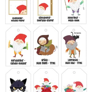 Printable Christmas Tags Pdf Yule Lads Yule Cat and Family - Etsy
