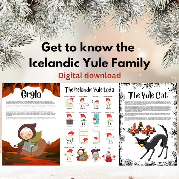 The story of the Yule Lads Gryla and the Yule Cat Icelandic Yule Christmas tradition in 4 posters and a Calendar Jola Yule Cat festivity