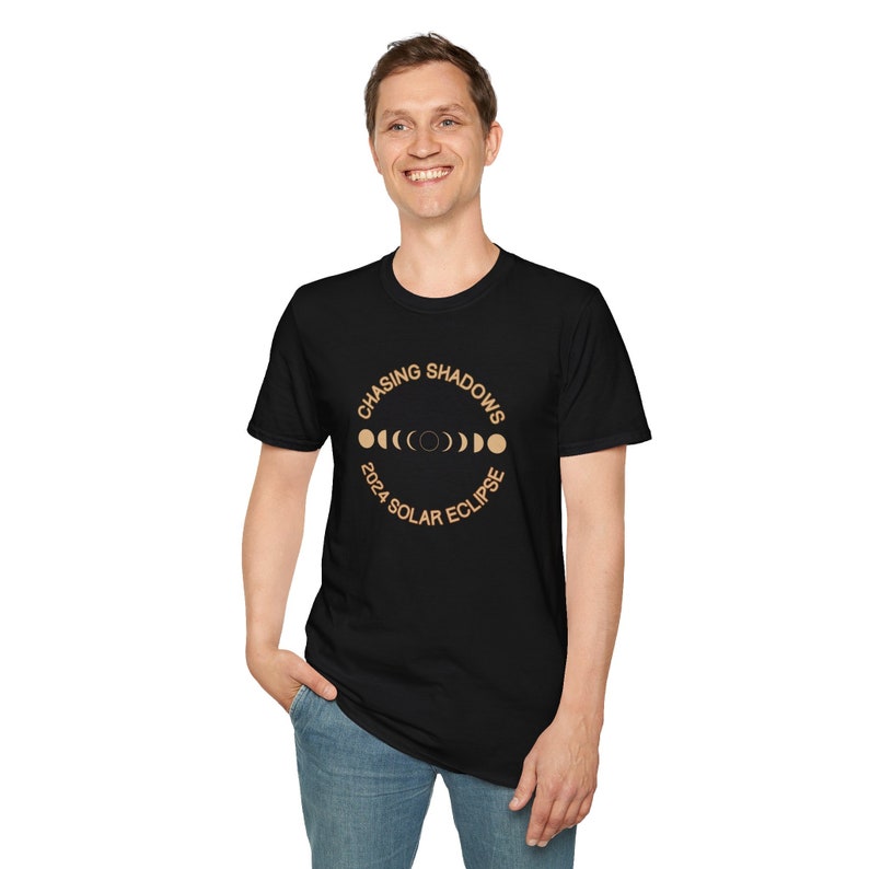 Total Solar Eclipse 2024 T-Shirt Eclipse souvenir tee, Chasing Shadows apparel, April 8th. 2024 Solar Eclipse event memorabilia shirt. Black