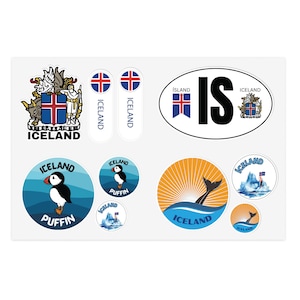 Explorez l'Islande où que vous soyez avec notre feuille d'autocollants Aventure en Islande - Parfaite pour les amateurs de voyage. Capturez la magie de l'Islande.
