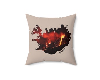 Icelandic Volcano Eruption Dramatic Landscape Throw Pillow Nature lover gift, Icelandic Souvenir home decore, Living room bedroom pillow.