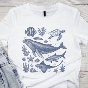 Ocean Life Graphic Tee, Sea Animal T-Shirt, Marine Life Apparel, Ocean Conservation, Marine Life - Unisex Jersey Short Sleeve Tee, Ocean