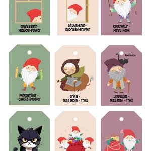 Printable Christmas Tags Pdf Yule Lads Yule Cat and Family - Etsy