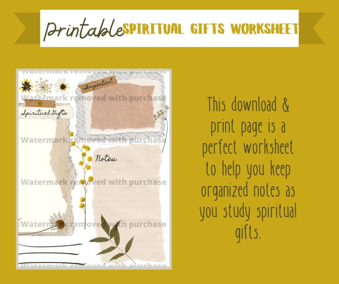 Printable Spiritual Gifts Worksheet Note Page - Etsy