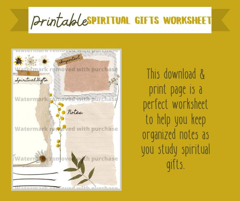 Printable Spiritual Gifts Worksheet Note Page - Etsy