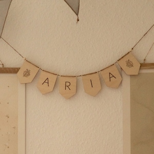Wooden name flag garland | nursery room decor | custom name banner | happy birthday garland | personalized flags and bunting