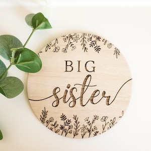 Disque en bois de grande soeur/accessoire photo | accessoire d'annonce de grossesse | accessoire de photo d'annonce de frères et sœurs | signe de grande soeur | grande soeur en bois