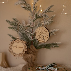 Personalisierte Weihnachtsverzierung aus Holz Anpassbare Holzverzierung | Weihnachtsgeschenkidee | Weihnachten Dekor