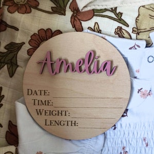 Benutzerdefinierte Baby Ankunft Ankündigung Zeichen, Baby Name mit Geburt Stats, Baby Name Reveal, personalisierte Baby Ankündigung Zeichen, Zeichen für Krankenhaus