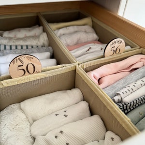 Size separator baby - size 50-104 | wooden labels dresser organization | commode wooden labels sizes organization | engraved baby sizes
