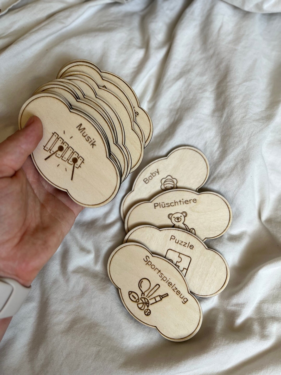 Lot De 16 étiquettes En Bois Autocollantes Pour Chambre D'enfant Avec