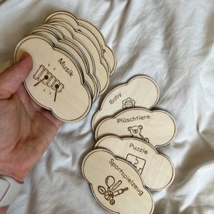 Baby&#39;s children nursery Toy Wooden labels | wooden storage labels | trofast labels | toy tags | Playroom organization| nursery toy storage