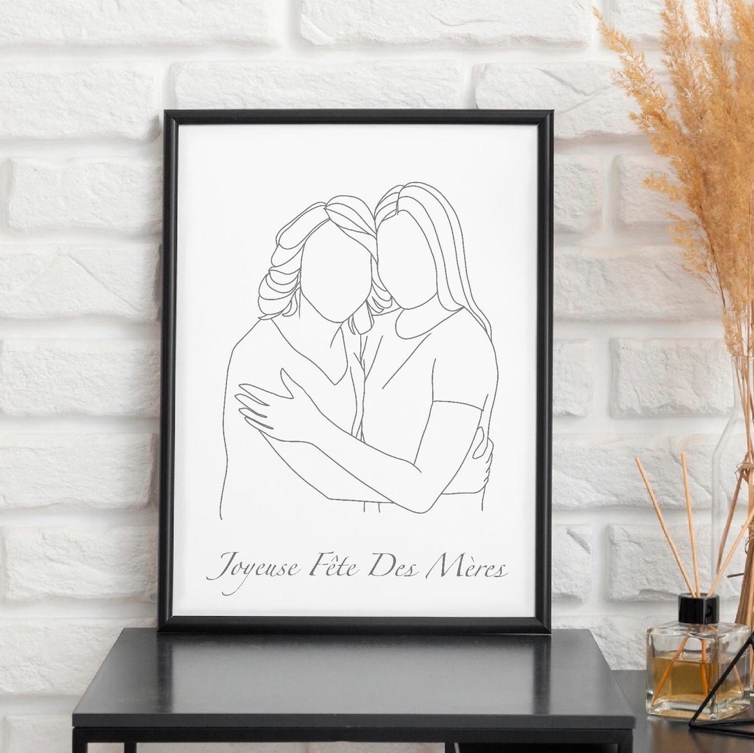 Portrait Drawing Simple Minimalist Illustration Gift to Offer Printable ...