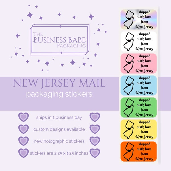 New Jersey Mail Business Packaging Sticker | 2.25 x 1.25 | Labels | Stickers | Small Business | Package | Mailers | TheBusinessBabePackaging