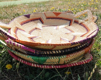 Handgewebtes großes rundes gewebtes Soetablett | Handgemachter Bolga Wandkorb