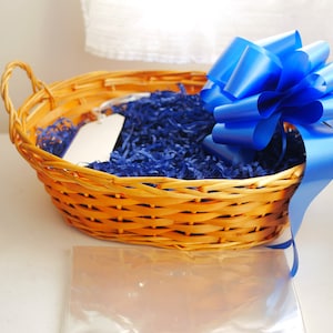 35 CM DIY Geschenkkorb & Geschenkset | Machen Sie Ihren eigenen personalisierten Geschenkkorb | Oval Stark Geflochtener Weiden Aufbewahrungskorb | Farbige Schleife