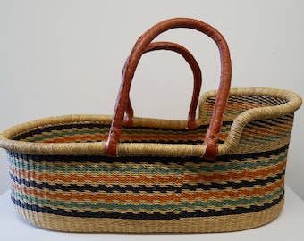 Large Multipurpose African Bolga Basket, Newborn Photoshoot Prop, Dolls Basket