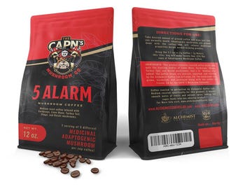 5 Alarm Adaptogenic Mushroom Coffee   ** our ground coffee ships with 1 free reusable k-cup coffee filter for first purchase **