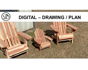 KIDS Adirondack Chair Drawing/Plans and Instructions