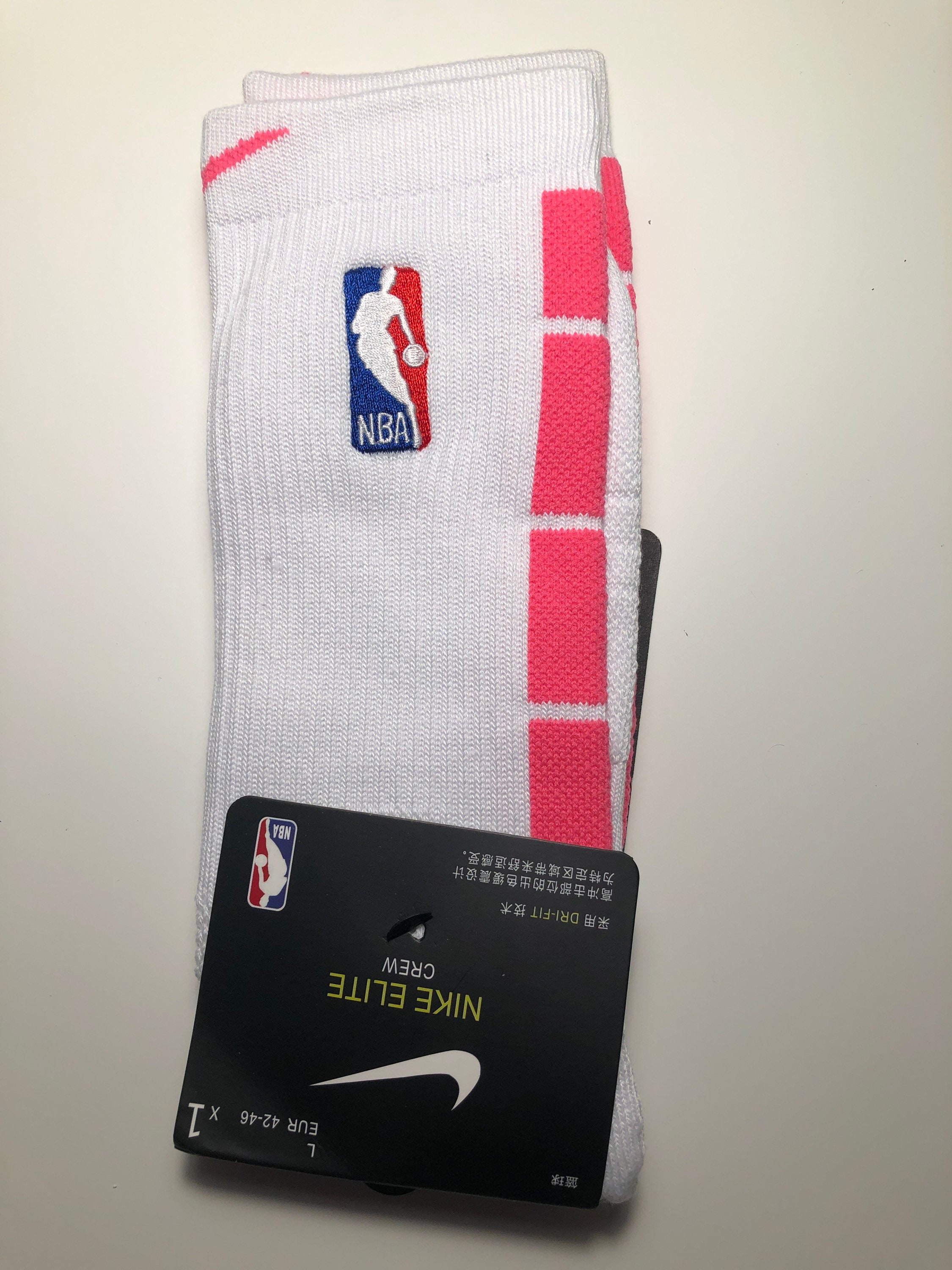 Basketball Elite Dri-fit Crew Socks White Pink Adult Size - Etsy