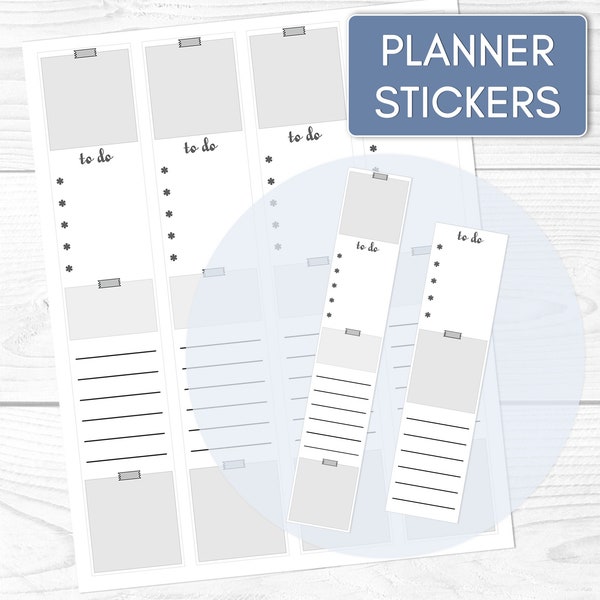 Printable Sidebar 2 Designs - Neutral Gray Minimalist Planner Stickers | Erin Condren Vertical Weekly | Digital Download & Print and Cut