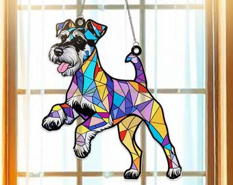 Schnauzer Acrylic Suncatcher Window Hanging Ornament, Suncatcher Ornament Gift, Suncather For Window Gift, Schnauzer Suncatcher Gift