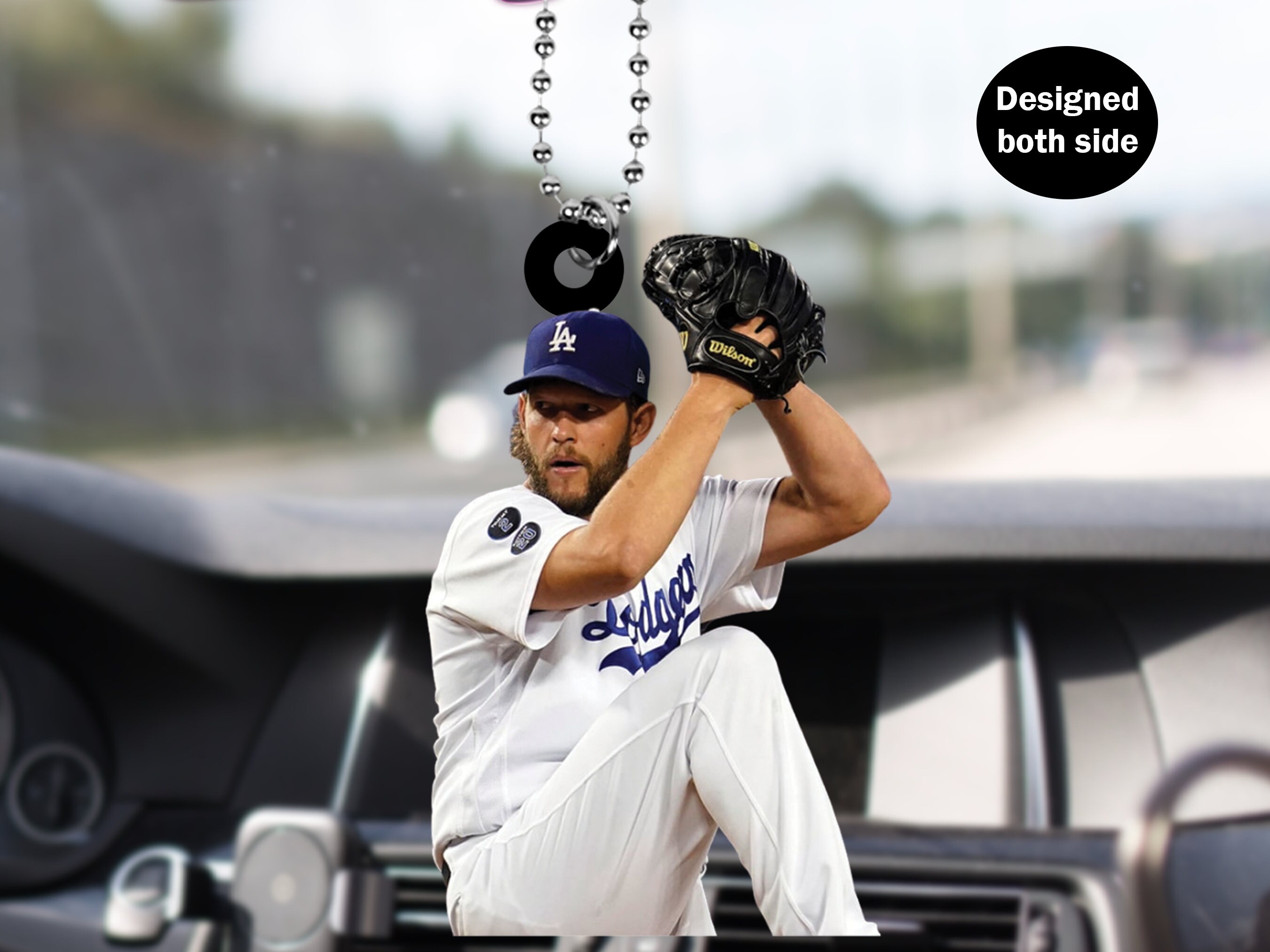 Clayton Kershaw Car Rear View Mirror Ornament, The Los Angeles Dodgers Player Car Hanger, MLB Player Car Rear View Mirror Accessories Gift